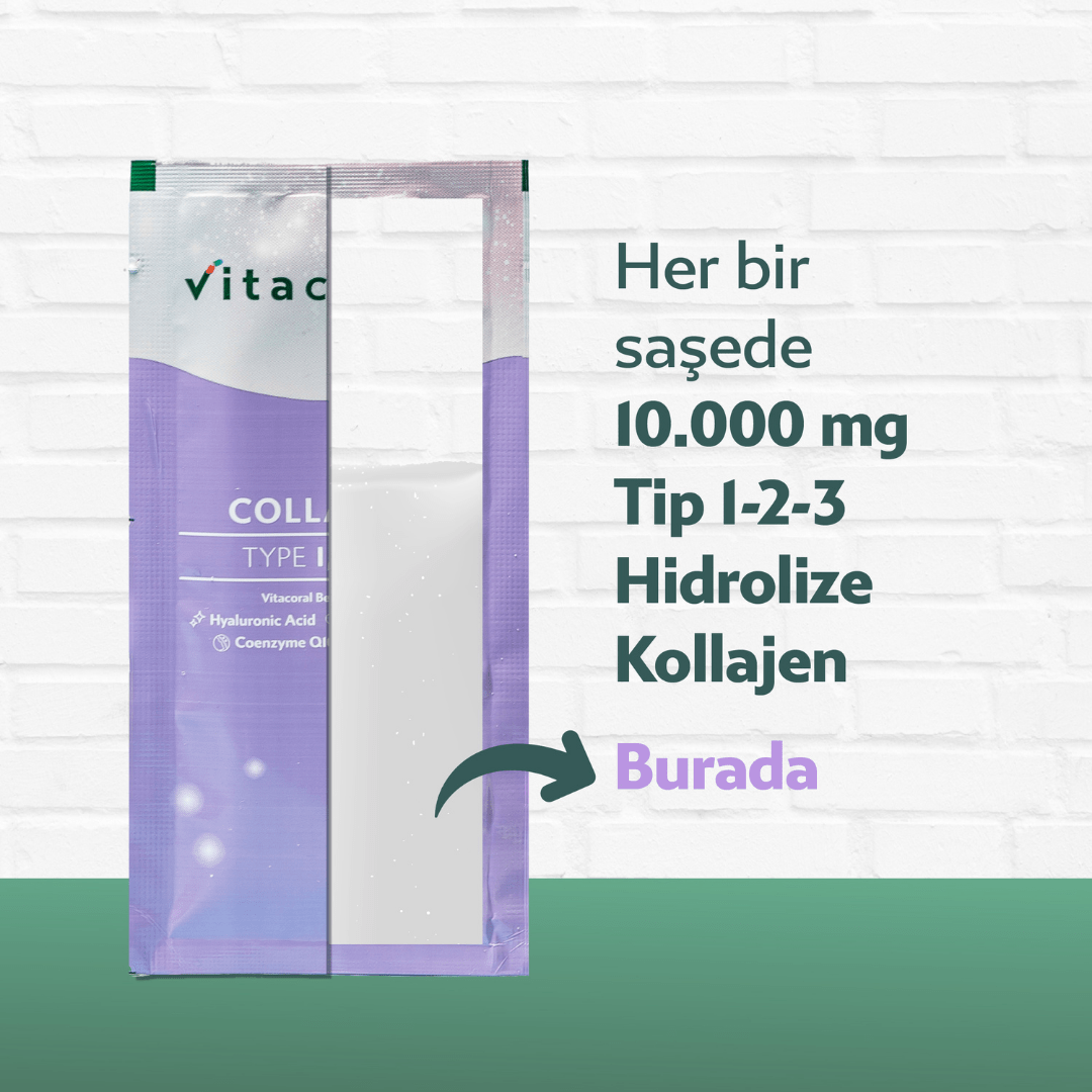 vitacoral kolajen saşe 10.000 mg Tip 1-2-3 kollajen